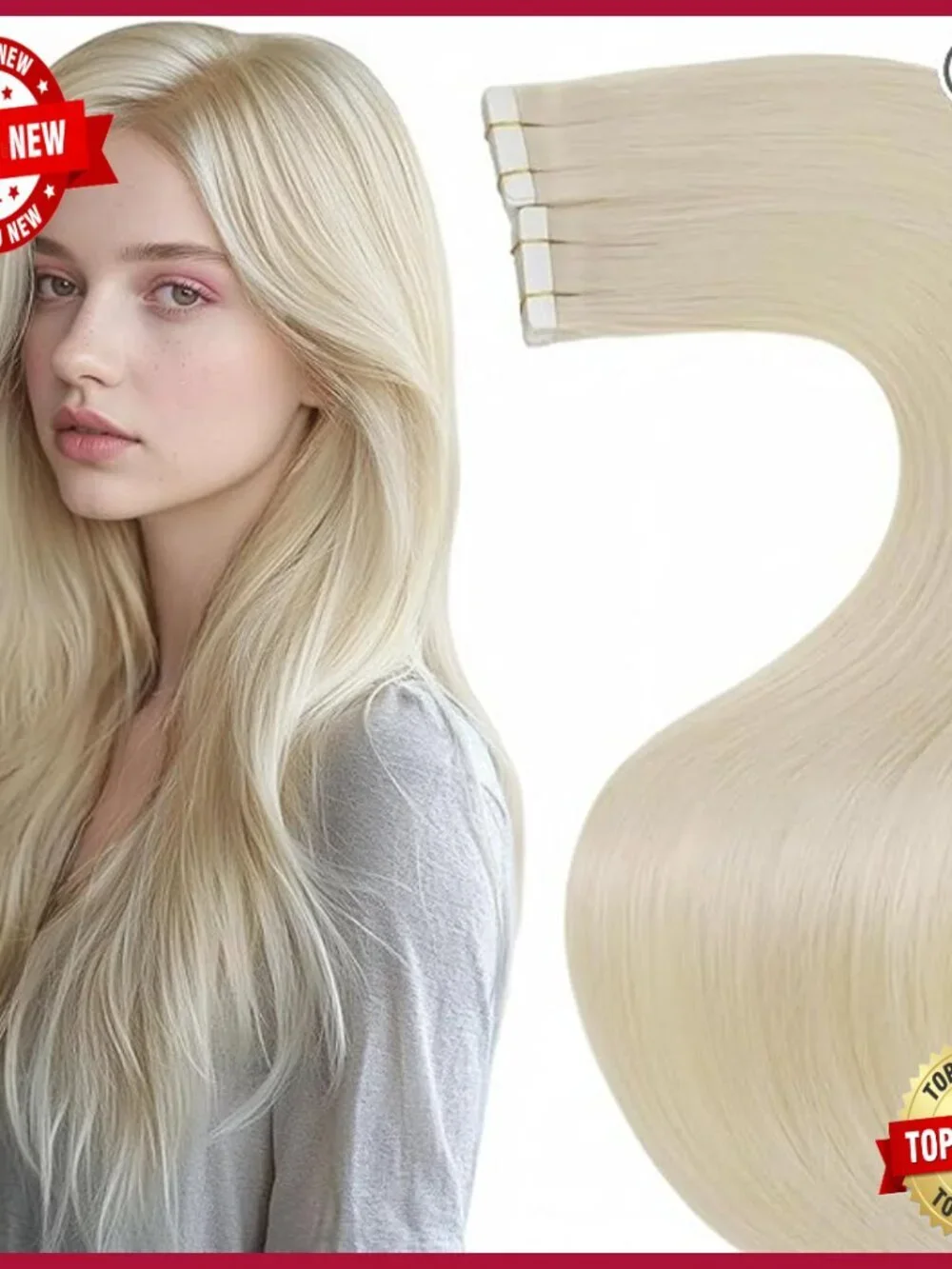 Real Human Hair Tape Extensions 18 Inch 50g 20pcs Seamless Invisible